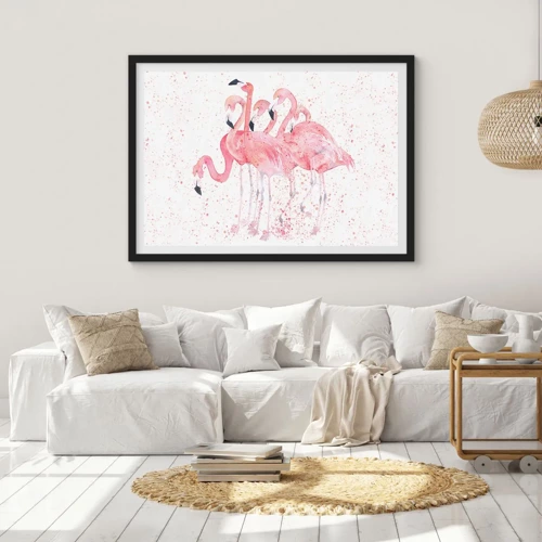 Póster en marco negro - Asamblea rosa - 91x61 cm