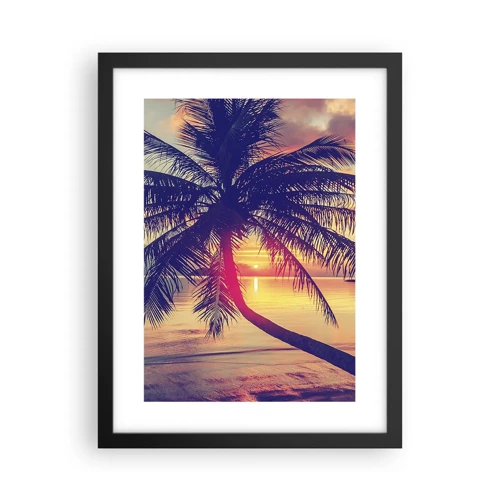 Póster en marco negro - Atardecer bajo las palmeras - 30x40 cm