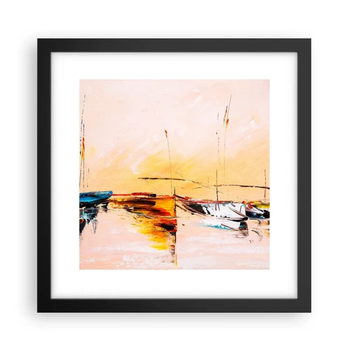 Póster en marco negro - Atardecer en el puerto deportivo - 30x30 cm