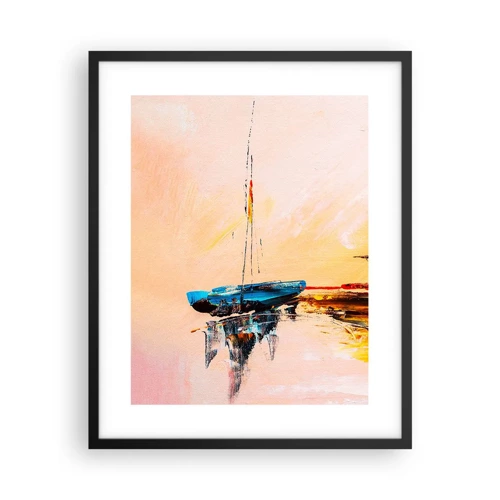 Póster en marco negro - Atardecer en el puerto deportivo - 40x50 cm