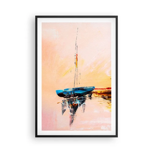 Póster en marco negro - Atardecer en el puerto deportivo - 61x91 cm