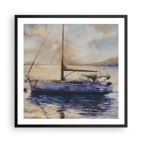 Póster en marco negro - Atardecer en la bahía - 60x60 cm