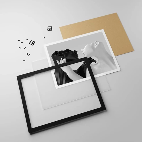 Póster en marco negro - Atracción - deseo - 50x40 cm