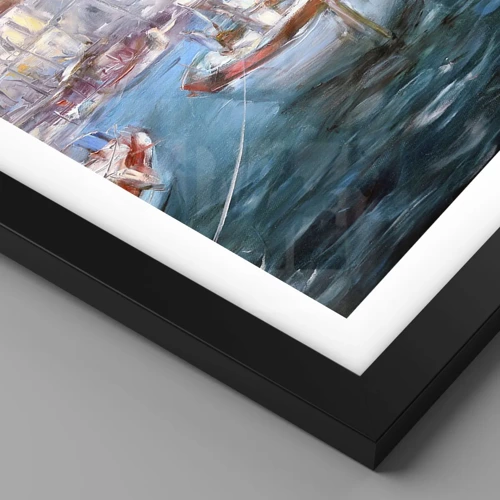 Póster en marco negro - Bahía italiana - 70x100 cm
