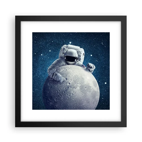 Póster en marco negro - Bromista espacial - 30x30 cm