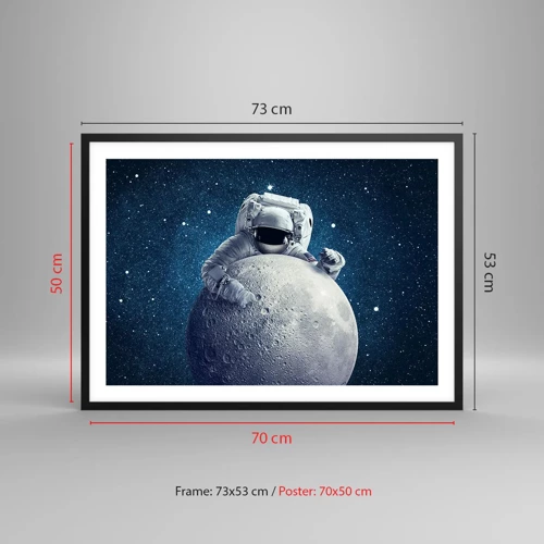 Póster en marco negro - Bromista espacial - 70x50 cm