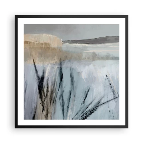 Póster en marco negro - Campos de invierno - 60x60 cm