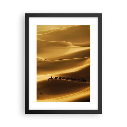 Póster en marco negro - Caravana sobre las olas del desierto - 30x40 cm