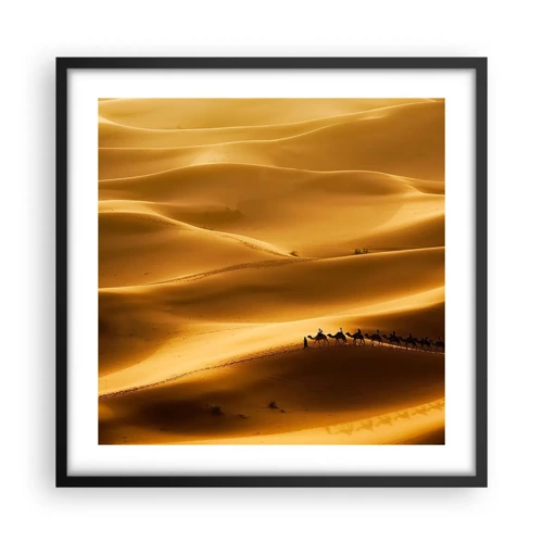 Póster en marco negro - Caravana sobre las olas del desierto - 50x50 cm