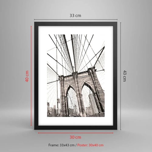 Póster en marco negro - Catedral de Nueva York - 30x40 cm