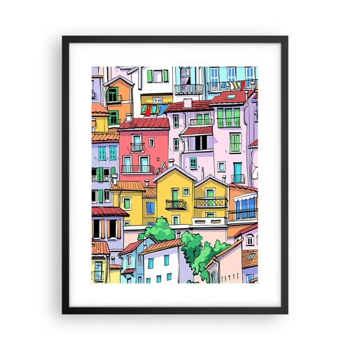 Póster en marco negro - Ciudad alegre - 40x50 cm