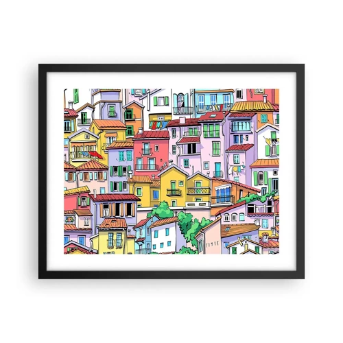 Póster en marco negro - Ciudad alegre - 50x40 cm