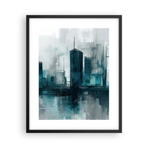 Póster en marco negro - Ciudad color lluvia - 40x50 cm