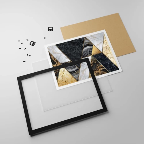 Póster en marco negro - Collage de piedras - 40x30 cm