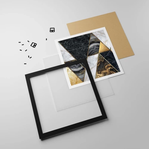 Póster en marco negro - Collage de piedras - 50x50 cm