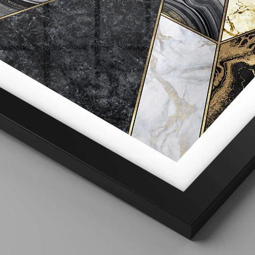Póster en marco negro - Collage de piedras - 60x60 cm