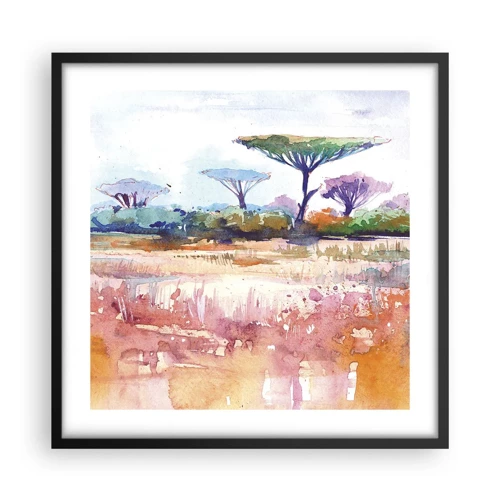 Póster en marco negro - Colores de la sabana - 50x50 cm