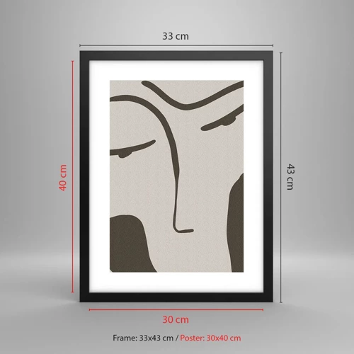 Póster en marco negro - Como salido de un cuadro de Modigliani - 30x40 cm