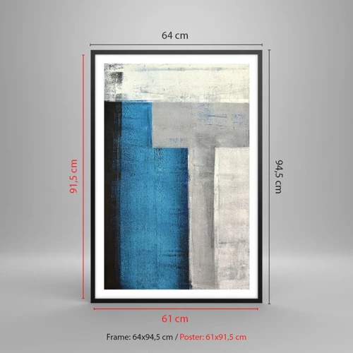 Póster en marco negro - Composición poética de gris y azul - 61x91 cm