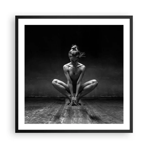 Póster en marco negro - Concentración de energía del baile - 60x60 cm