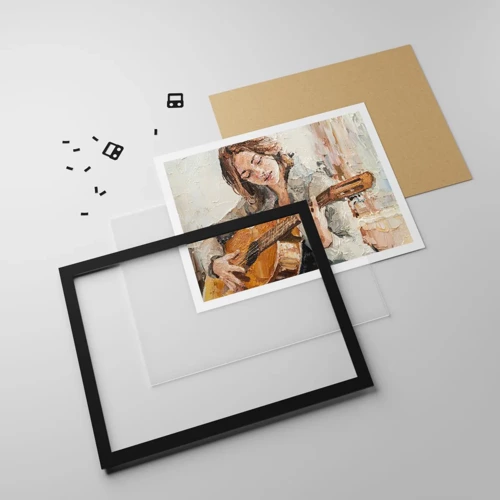 Póster en marco negro - Concierto de guitarra y corazón joven - 40x30 cm