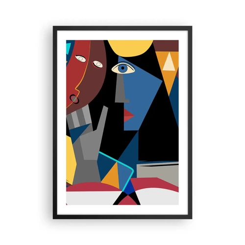 Póster en marco negro - Conversación cubista - 50x70 cm