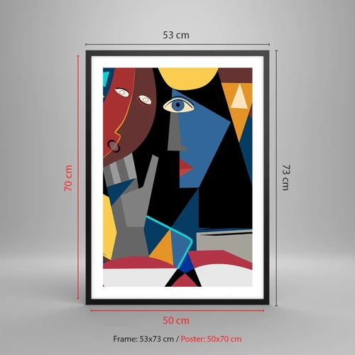 Póster en marco negro - Conversación cubista - 50x70 cm