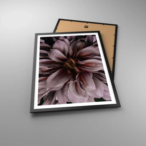 Póster en marco negro - Corazón floral - 50x70 cm
