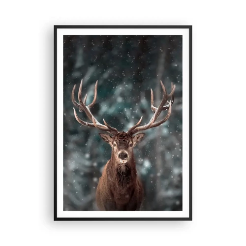 Póster en marco negro - Coronado rey del bosque - 70x100 cm