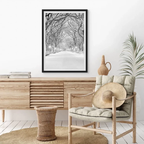 Póster en marco negro - Cuatro estaciones - invierno - 50x70 cm