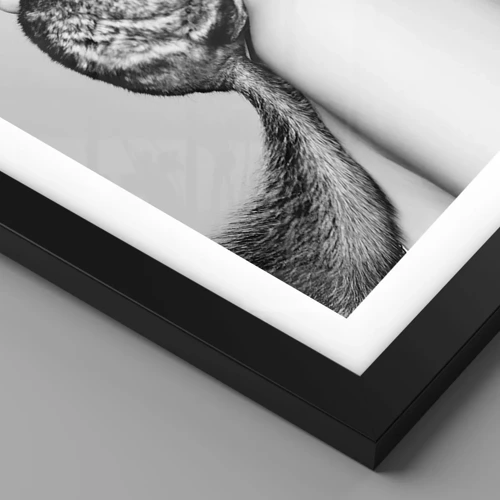 Póster en marco negro - Dama con chinchilla - 40x40 cm
