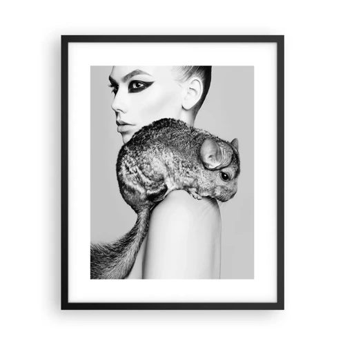 Póster en marco negro - Dama con chinchilla - 40x50 cm