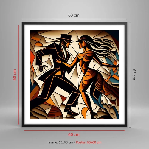Póster en marco negro - Danza de pasión - 60x60 cm