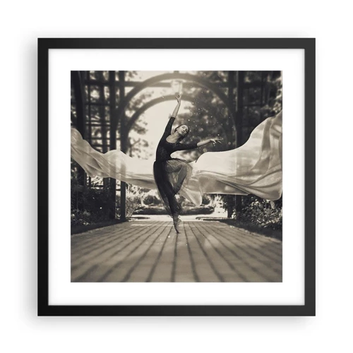 Póster en marco negro - Danza del espíritu del jardín - 40x40 cm