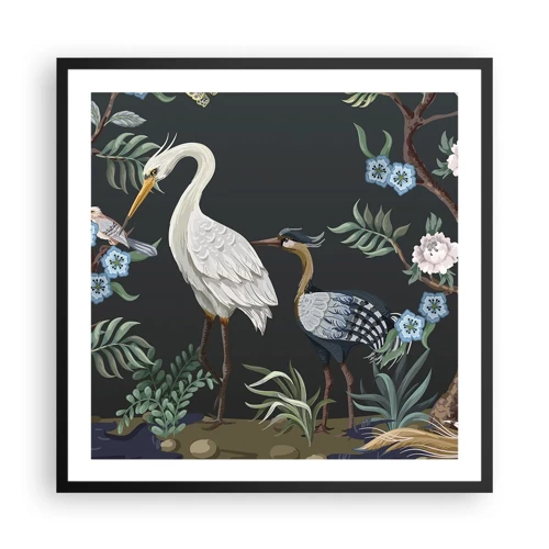 Póster en marco negro - Desfile de aves - 60x60 cm