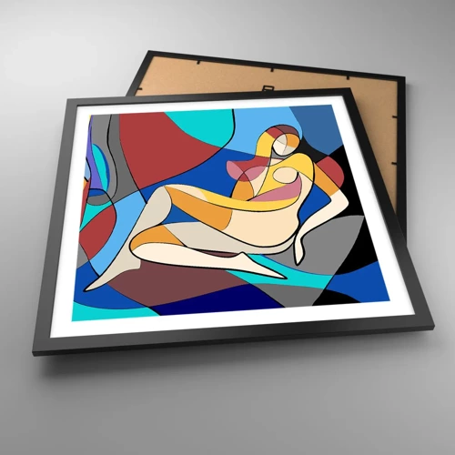 Póster en marco negro - Desnudo cubista - 50x50 cm