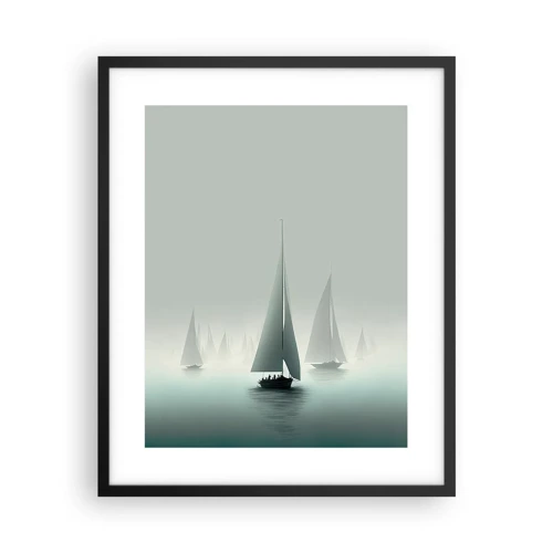 Póster en marco negro - Día de niebla en alta mar - 40x50 cm