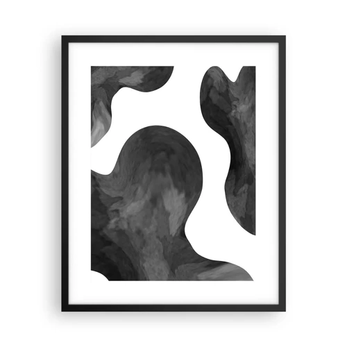 Póster en marco negro - El blanco fluye sobre el negro - 40x50 cm