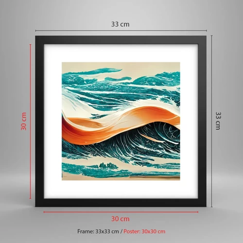Póster en marco negro - El sueño de un surfista - 30x30 cm