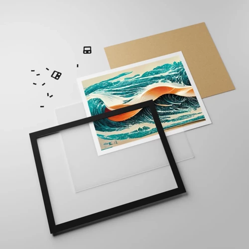 Póster en marco negro - El sueño de un surfista - 50x40 cm