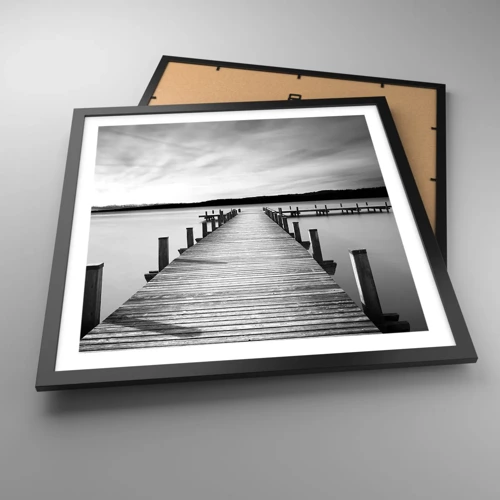 Póster en marco negro - En el lago de la paz - 50x50 cm