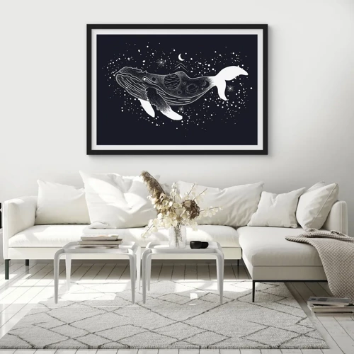 Póster en marco negro - En el océano del universo - 70x50 cm