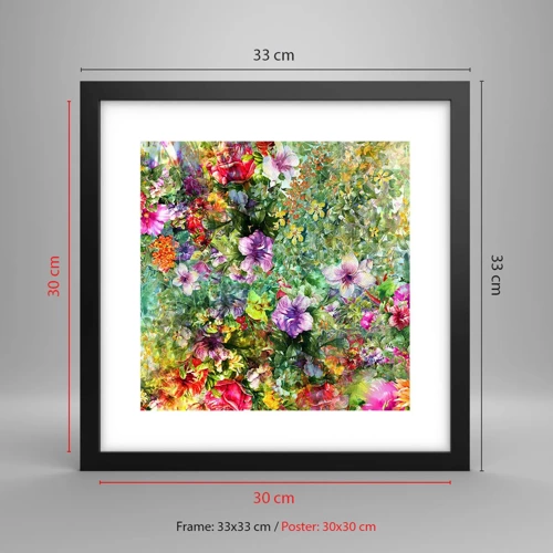 Póster en marco negro - En flores a la perdición - 30x30 cm