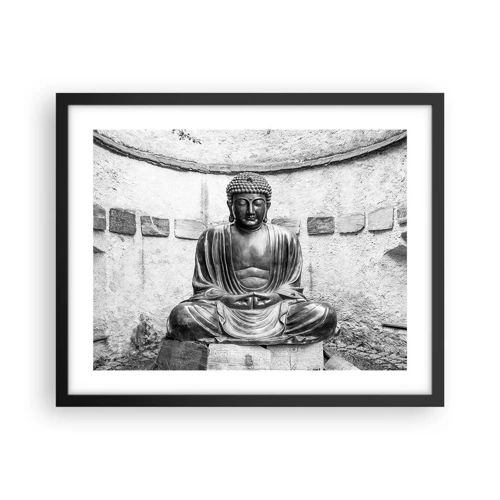 Póster en marco negro - En la fuente de la paz - 50x40 cm