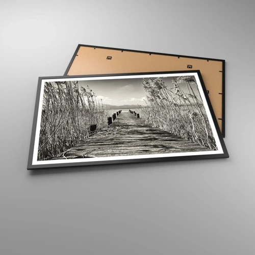 Póster en marco negro - En la quietud de los juncos - 91x61 cm