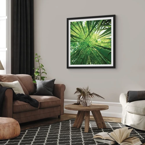 Póster en marco negro - En un bosquecillo de bambú - 30x30 cm