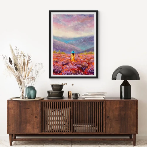 Póster en marco negro - En un mundo de lavanda - 50x70 cm