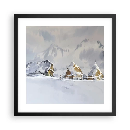 Póster en marco negro - En un valle nevado - 40x40 cm