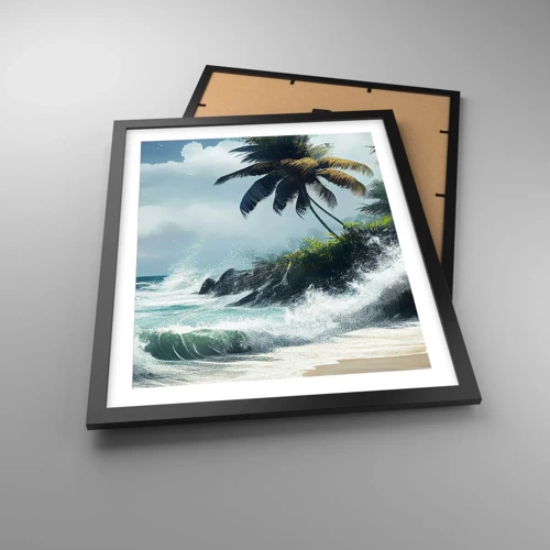 Póster en marco negro - En una costa tropical - 40x50 cm