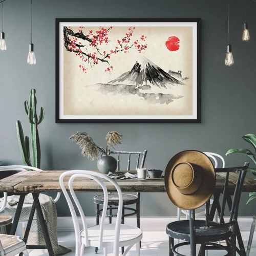 Póster en marco negro - Enamórate de Japón - 70x50 cm